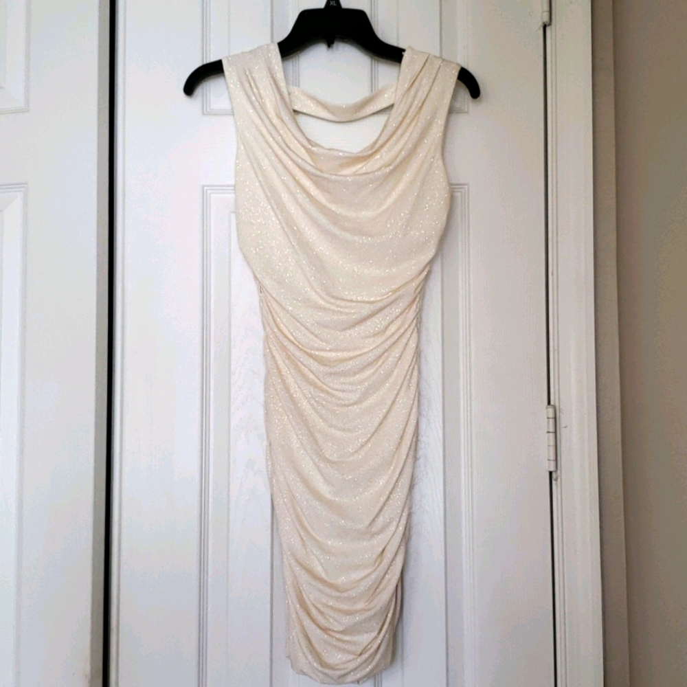 Creamy sparkling mini dress